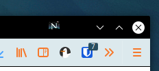 A crop of the top right part of the Firefox Browser window. Where the window control buttons are, a little Netscape Navigator icon is pictured to the left of the buttons.