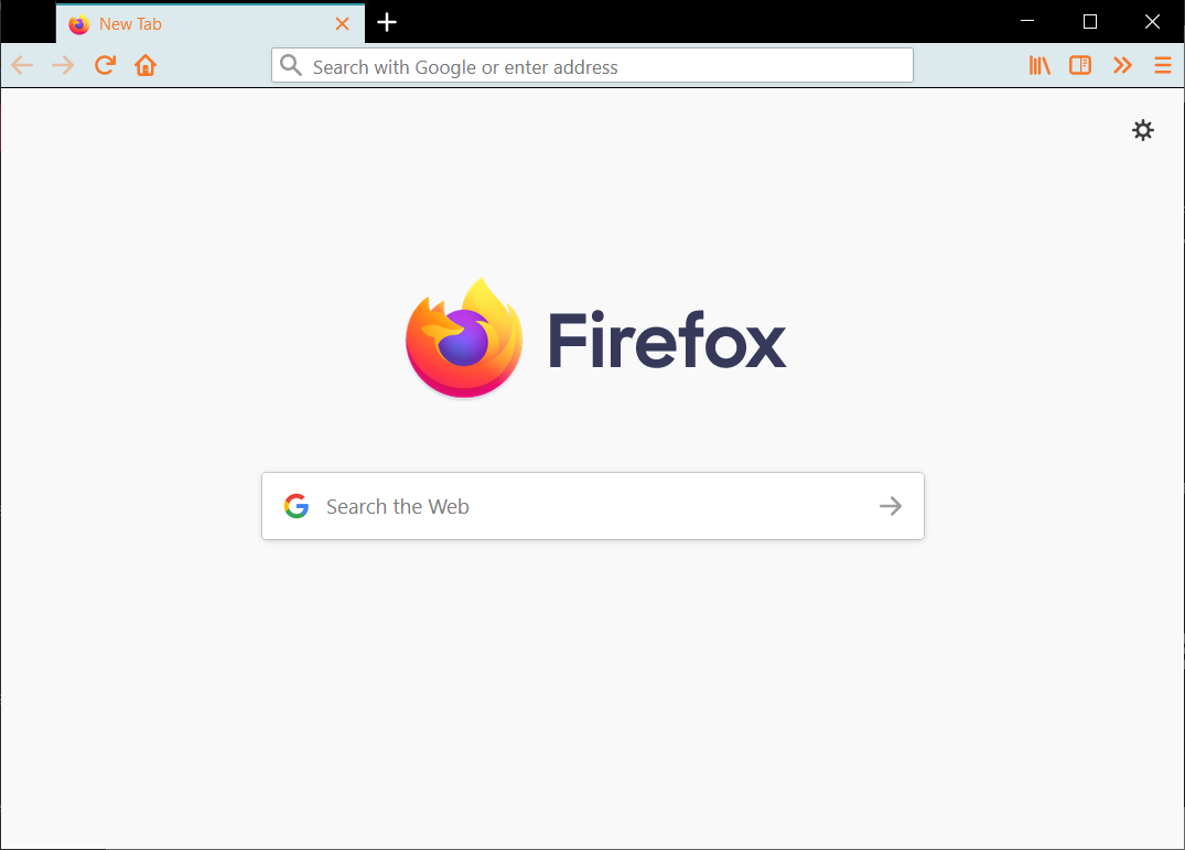 Firefox browser with orange buttons, an aliceblue toolbar background, and black header bars.